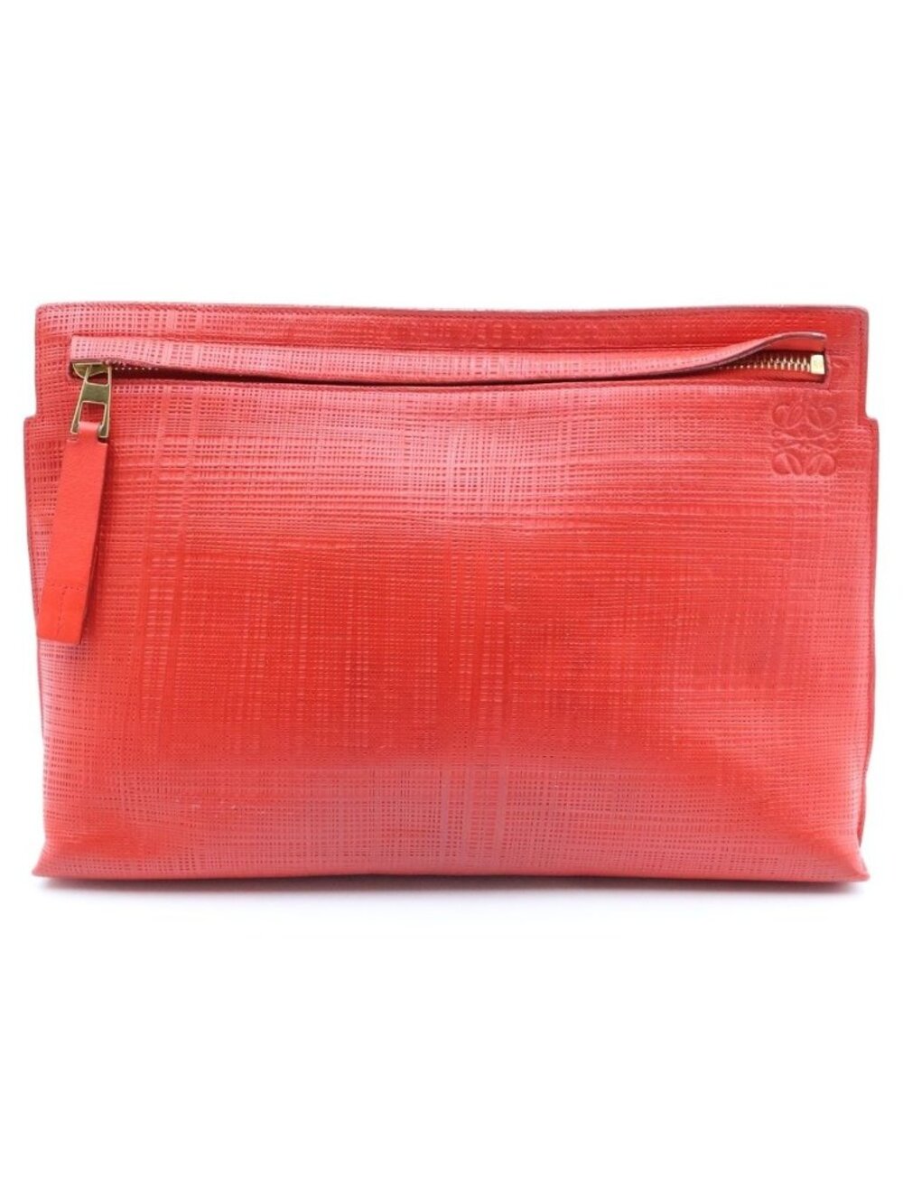 Loewe T Pouch Leather Clutch Handbag Red